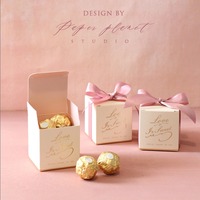 Boîte cadeau carrée RTS pour dragées de mariage, emballage de bonbons, ruban, vente en gros, personnalisable, matériaux recyclés, carton auto-adhésif de luxe