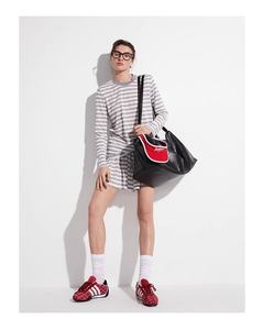 Marinero <span class=keywords><strong>mujer</strong></span> Casual <span class=keywords><strong>rayas</strong></span> Anti-Pilling Spandex/algodón camiseta pantalones cortos conjunto suelto manga larga dos piezas para verano Digital - Product Image 4