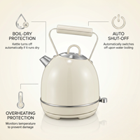 Bouilloire électrique vintage à fond à induction sans fil en acier inoxydable avec fonction de maintien au chaud, capacité de 1,8 L, usage domestique