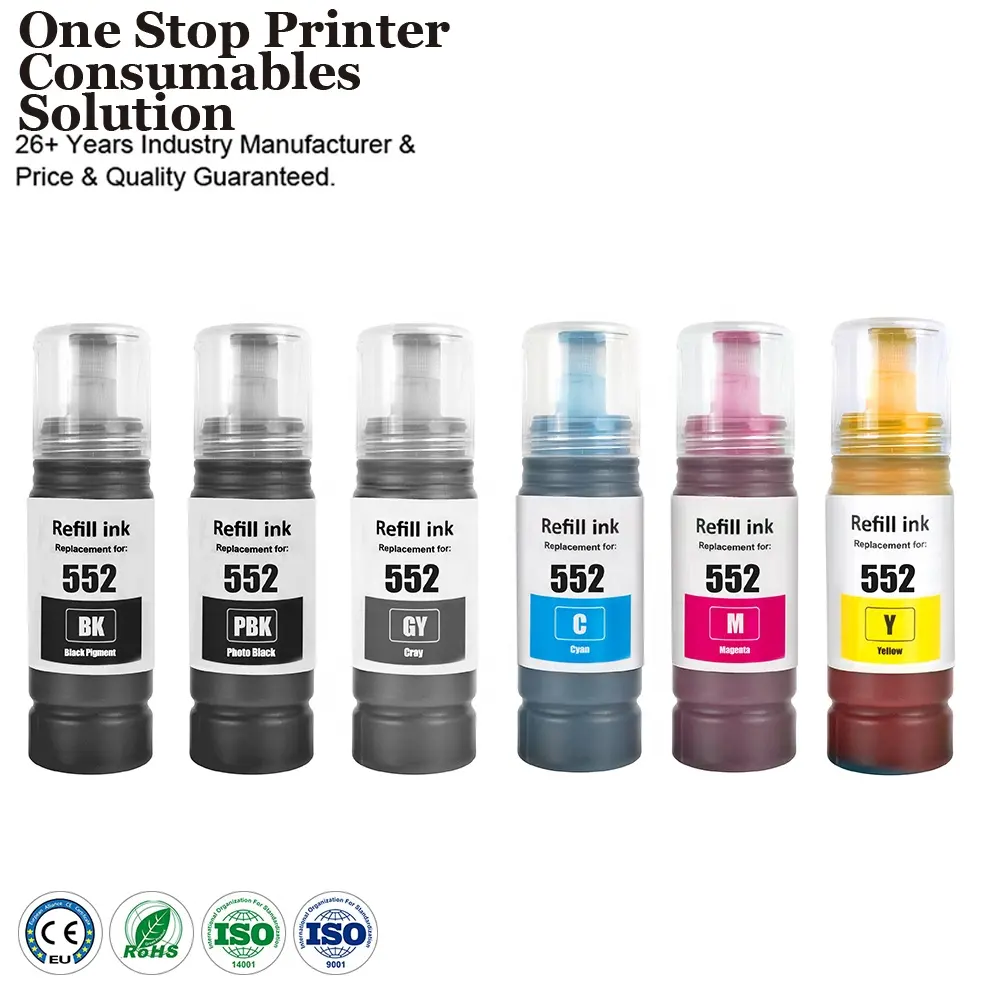 INK-POWER T552 T 552 Premium Color compatibile bottiglia a base d'acqua ricarica inchiostro Dye per stampante Epson ET-8500 ET-8550 8550