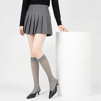 Chaussettes pour femmes, bas en maille sans couture, compression, mi-hautes, mélange de viscose, fines, amincissantes, style JK, respirantes, douces et confortables