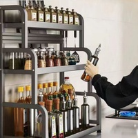 Étagère de rangement multifonctionnelle pour comptoir de cuisine, support à épices, rangement pour couteaux et baguettes, étagère domestique multicouche
