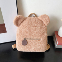 Sac à dos doublé de fourrure avec oreilles d'ours pour femme, style coréen, en peluche, à double bandoulière, pour filles et enfants, mignon, pour usage quotidien