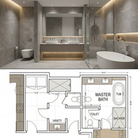 Service de conception d'intérieur complet professionnel Pavone pour salon [Contreplaqué/Placage] – Rendu 3D moderne minimaliste taupe CE