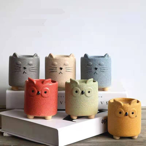 Vaso de cerâmica kawaii, mini vaso de flores para uso interno de casa, decoração de cerâmica, potes de plantas suculentas - Product Image 1