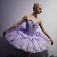 Nouveau tutu de ballet professionnel pour adultes, bleu paon, en spandex/coton, costume de performance