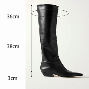 Size 46 Women Suede Knee High <b>Boots</b> Low Chunky Heels Suede Shoes on Wide Fit Pointed Toe Long <b>Boots</b> - Product Image 6