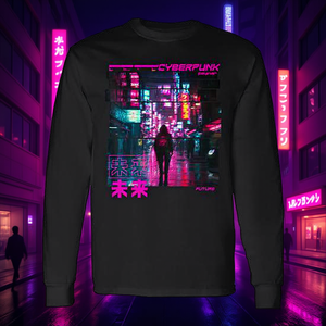 T-Shirt Unisex a Maniche Lunghe con Stampa Digitale, Stile Retrò Giapponese Cyberpunk Vaporwave Harajuku - Product Image 3