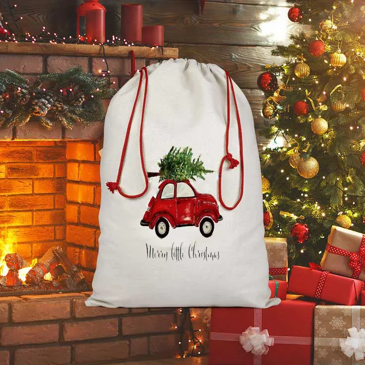 RubySub Leinen Sublimation Kordel zug Weihnachten Santa Sack für Weihnachts geschenke Candy Bag