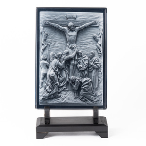 Figura de Buen Pastor, Adorno Tallado en Cristal, Forma Irregular, Decoración Artística Hecha a Mano para Escritorio, Regalo de Bautizo - Product Image 3