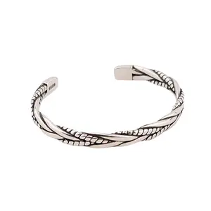 Korean Retro Thai Silver Woven Twisted Twist Bracelet