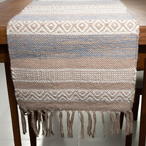 Woven Cotton & Jute Table <b>Runner</b> | Handcrafted Boho Dining Table Decor | Natural Eco-Friendly Home Decoration - Product Image 1