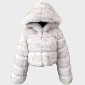 <span class=keywords><strong>Cappotto</strong></span> <span class=keywords><strong>in</strong></span> Ecopelliccia da Donna <span class=keywords><strong>con</strong></span> <span class=keywords><strong>Cappuccio</strong></span> e Maniche Lunghe per Massimo Calore - Product Image 3