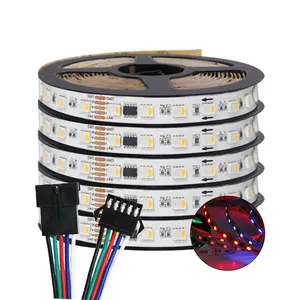Tira de luces LED direccionable DMX DMX512, RGBW, RGBWW, 4 en 1, SMD 5050, IC externo, TM512AC, CC de 12V, 24V, 60LED/M, 5M, IP20, 65, 67, 68