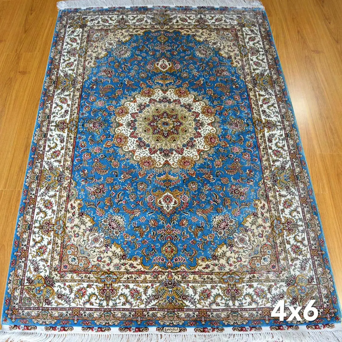 4x6 Blue Persian Silk Carpet Hand gefertigter Teppich Hand geknüpfte Perser teppiche für Persion Schlafzimmer