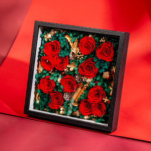Cornice con Rosa Eterna, Decorazione per la Casa, Rosa Preservata con Cannello di <span class=keywords><strong>Cassia</strong></span> e Ghiande, Regalo per San Valentino, Rosa Infinita - Product Image 4
