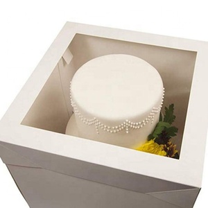Boîte à gâteau en carton blanc de qualité <span class=keywords><strong>alimentaire</strong></span> avec fenêtre sur le dessus <span class=keywords><strong>pour</strong></span> anniversaire, mariage et fête - Product Image 5