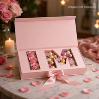 Boîte cadeau rose imperméable haut de gamme pour la fête des mères, design « I Love U », ruban rose pastel mat, éponge, tailles personnalisables