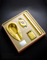 Lubinsky Cigar Gift Set Cendrier/briquet/couteau à cigare/tuyau en métal 4 en 1 Accessoire à cigare