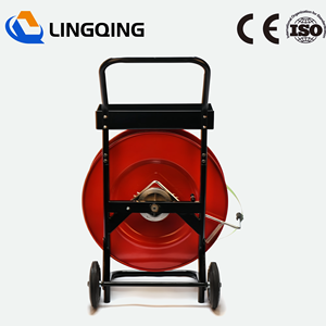 Distributeur de sangles PET H405 Premium sur chariot, support mobile robuste en <span class=keywords><strong>acier</strong></span> pour bobines de cerclage avec plateau de rangement, emballage d'usine - Product Image 3