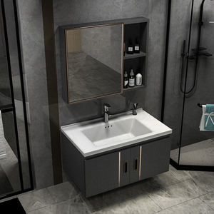 Ensemble de <span class=keywords><strong>meuble</strong></span>-lavabo de salle de bain en contreplaqué massif Wayon avec miroir et armoire, un lavabo, modèle mural WW-YSG - Product Image 5
