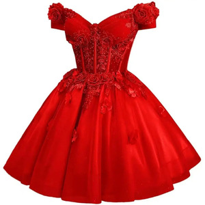 Robe <span class=keywords><strong>de</strong></span> soirée transfrontalière pour femme, nouveau style 2025, épaules dénudées, longueur ras du sol, broderie é<span class=keywords><strong>l</strong></span>égante, idéale pour les événements musicaux (piano, voix) - Product Image 2