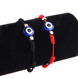 Bracelet en tricot fait à la main, 7 nœuds, fil rouge porte-bonheur réglable, breloque oeil porte-bonheur, Couple, Bracelets, Ojo Turco - Product Image 3