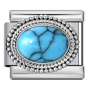 Oval Colored Turquoise Cat's Eye Stone Italian Modular Bracelet Link Stainless Steel DIY Jewelry Accessories For Bracelet Making - Product Image 4