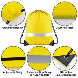 Mochila con Cordón de Poliéster con Logotipo Personalizado de Fábrica, con Tira Reflectante, Impermeable, para Deportes al Aire Libre - Product Image 5