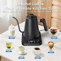Hervidor Eléctrico Portátil Inteligente con Cuello de Cisne para RV, 0.9L 1200W, Acero Inoxidable 304, Temperatura Constante, para Leche, Té y Preparación de Leche para Bebés