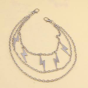 Multi Layered Metal Lightning Bolt Waist <b>Chain</b> Punk Style Zinc Alloy Body <b>Chain</b> For Men And Women Daily Wear Hip Hop Trendy - Product Image 2