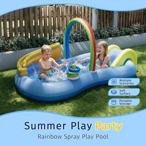 <span class=keywords><strong>Piscine</strong></span> gonflable multifonctionnelle personnalisée pour jeux aquatiques, en PVC, pour usage domestique et extérieur, avec arroseur, épaissie et agrandie - Product Image 3