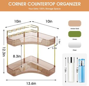 Étagères de salle de bain, organisateur de rangement mural sans perçage pour la maison, étagère d'angle en forme de trépied - Product Image 5