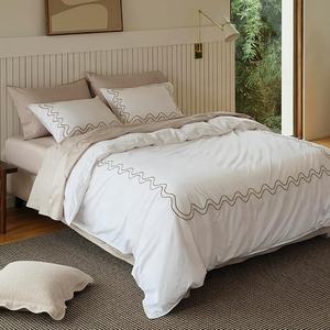 Ensemble <span class=keywords><strong>de</strong></span> literie brodé 100% coton 300T 400T pour usage domestique, ensemble <span class=keywords><strong>de</strong></span> draps en coton, draps en coton <span class=keywords><strong>de</strong></span> luxe, ensembles <span class=keywords><strong>de</strong></span> literie en lin - Product Image 1