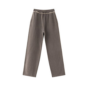 Pantalones de otoño 2025 American Retro, forro polar pesado, pierna recta de marca de moda, lavado con bordes crudos desgastados - Product Image 1