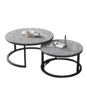 Tavolo da tavolo in marmo di lusso leggero di ricambio liscio rotondo caffè centro in marmo tavolo