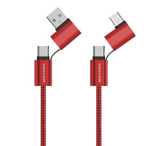 Câble 4 en 1 100W Super Rapide de Charge Type-C/USB-A vers Type-C/8 broches USB Câble de Données Tressé pour iPhone Samsung Xiaomi - Product Image 1