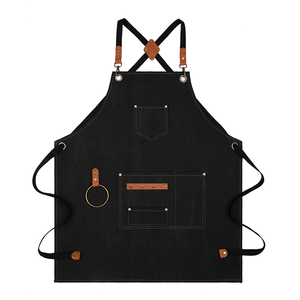 Toile avec logo personnalisé Tabliers de <span class=keywords><strong>chef</strong></span> en coton unisexe pour serveur Uniforme de cuisine Tabliers de bar Travail long commercial Tabliers de café et de restaurant - Product Image 1