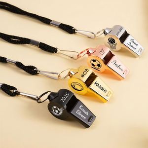 Personalized <b>Whistle</b> with Lanyard, Custom High Decibel Loud Ref Stainless Steel <b>Whistle</b> with Engraved Name & Icon - Product Image 1