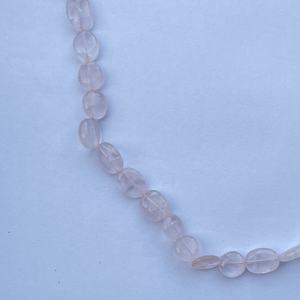 8mm Natural Pink Rose Quartz Stone Smooth Oval Gemstone Beads Cute Unisex Sterling Silver Anniversary Necklace AAA Grade IGI - Product Image 2