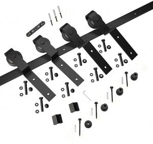 WEKIS Custom Modern Bypass Sliding Barn Door <b>Hardware</b> Kit Durable Satin Steel Double Door System Screw Easy Entry Bathroom - Product Image 5