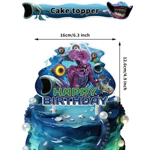 Set de Decoración de <span class=keywords><strong>Cumpleaños</strong></span> de Subnautica, Artículos para Fiestas de Videojuegos, Incluye Fondo, Vajilla, Globos, Adornos para Pasteles y Cupcakes - Product Image 2