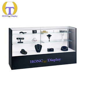 Espositore per negozi al dettaglio Design moderno con Base inferiore bianca con cornice in alluminio nero con Display in vetro a visione completa - Product Image 4