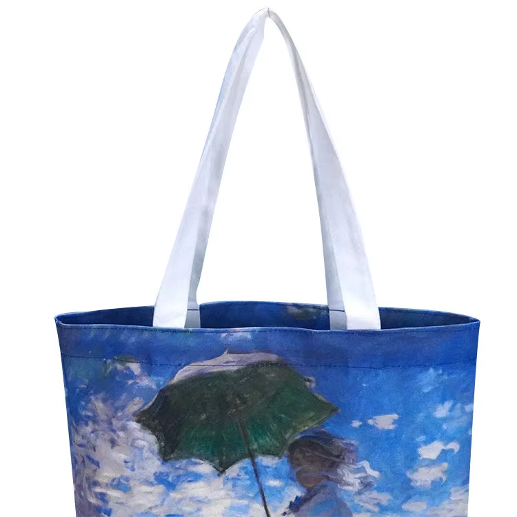 Promotional foldable fashion cotton canvas shopping bag with handle