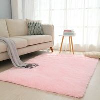 Vente en gros de tapis moderne en polyester rose moelleux avec cheveux super longs fabriqués à la machine, de couleur unie et hirsute, pour le salon de l'enfant