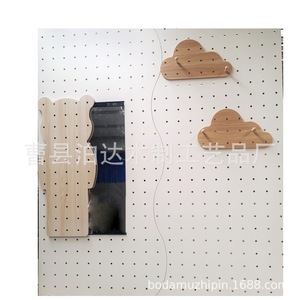Solid Wood Pegboard <b>Wall</b> <b>Shelf</b> Rectangle Punch Free <b>Wall</b> <b>Mounted</b> Storage Rack Entryway Display Organizer - Product Image 3