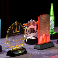 Tente de table de menu clignotante à LED en acrylique personnalisée pour bars, restaurants et fêtes en plein air