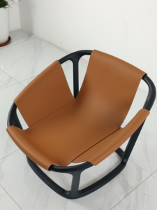 Dormitorio Sala de estar Cómodo Sillín naranja Microfibra Madera Cuero Ocio Sillón <span class=keywords><strong>con</strong></span> reposapiés - Product Image 2
