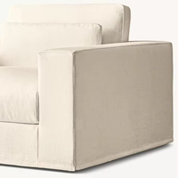Canapé simple en tissu avec base en chêne, fauteuil moderne et confortable pour salon