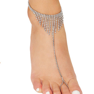 Tobillera de Cristal con Forma de Flor, Chapada en Plata 925, Joyería Romántica para Pies de Novia, Accesorio para Pies Descalzos en la Playa para Mujer - Product Image 5